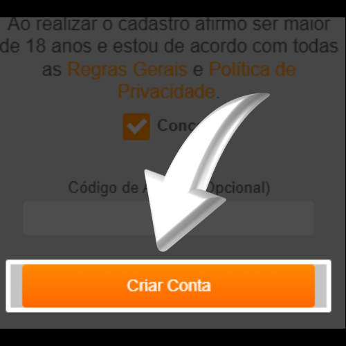 Conclua a criação da conta clicando no botão abaixo