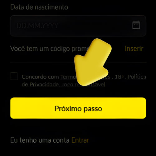 Instrução Finalize o Cadastro