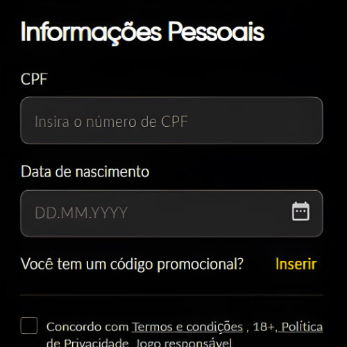 Instrução Preencha seus dados pessoais