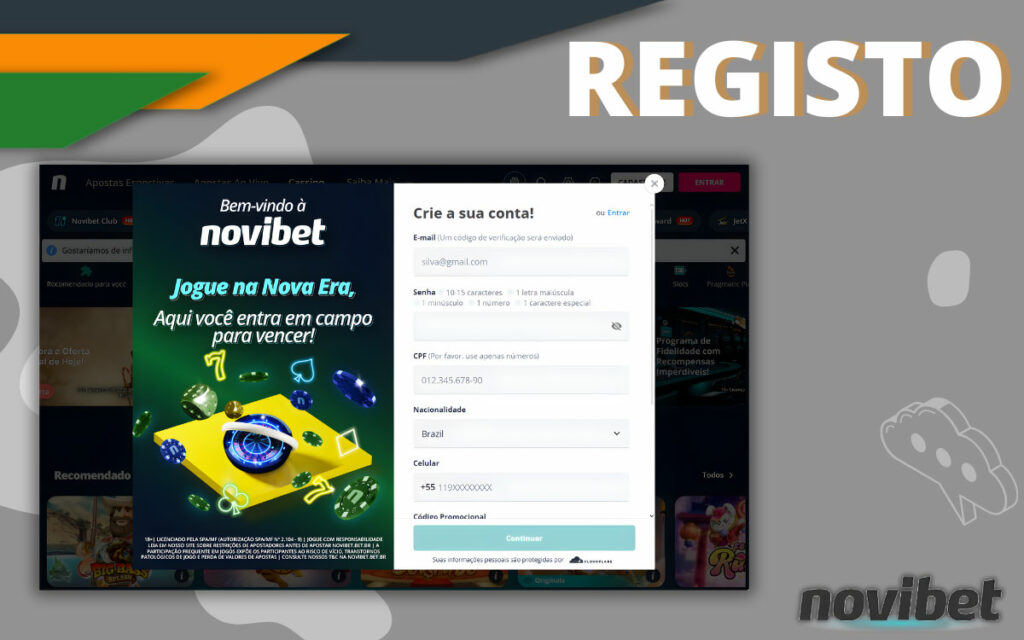 Novibet Processo de registo
